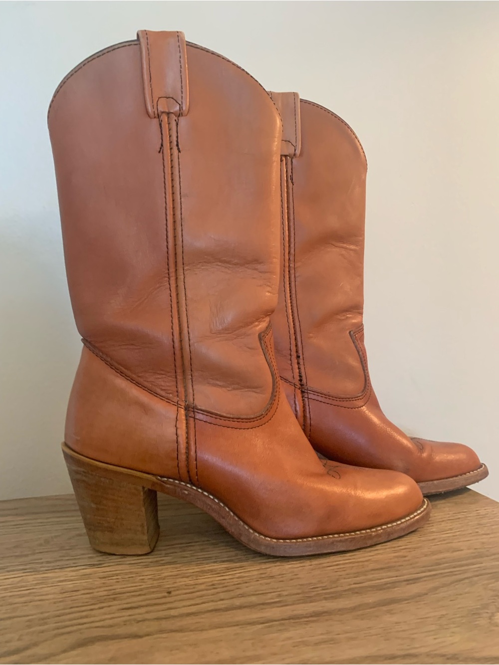 Women's Tan Leather Mid-Calf Campus Style Boots